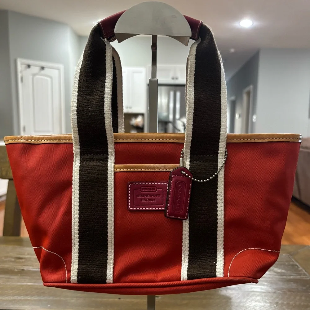 Coach Vintage Hampton’s Nylon Tote in Red/Orange